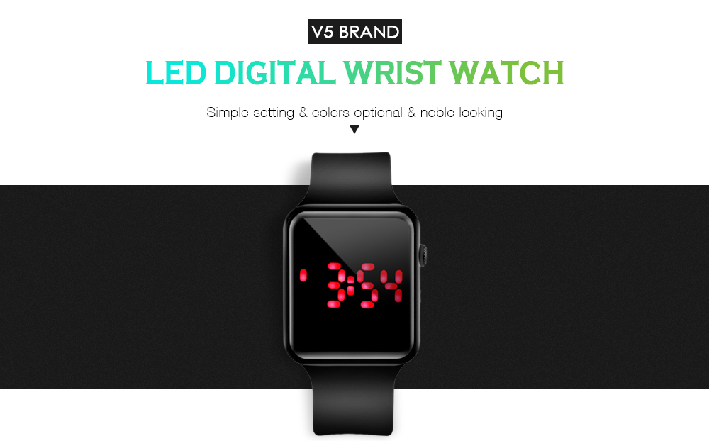 V5 Brand Unisex Rubber LED Date Sports Bracelet Digital Wrist Watch